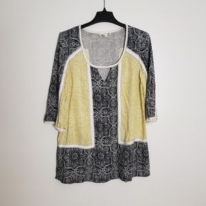 Anthropologie | Lilka by Anyhro Daryn Floral Tunic black yellow green small